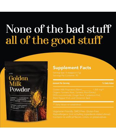 Diem Glow Organic Golden Milk Powder with Turmeric, Ginger, and Black Pepper - Joint Relief & Digestion Support - 90 Servings - Buy Online on GoSupps.com