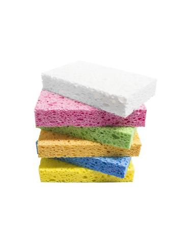 ARCLIBER Cellulose Sponges,Heavy Duty Scrub Kitchen Sponge,Clean Tough Messes Without Scratching Sponges Kitchen(6 Pack) 6 Count (Pack of 1) Multicolor