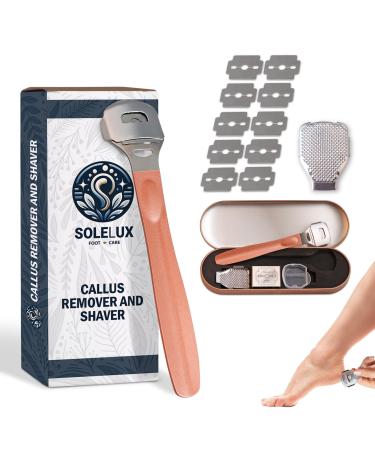 Callus Shaver for Feet 410 Stainless Steel Foot Shaver Callus Remover with 10 Replaceable Blades Multi-Use for Corns & Dead Skin Removal Pain-Free Pedicure Tool for Soft Smooth Skin