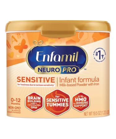Enfamil NeuroPro Sensitive Baby Formula Brain and Immune Support with DHA Iron & Prebiotics Lactose Sensitivity Infant Formula Inspired by Breast Milk Non-GMO Powder Refill Box 29.4 Oz Pack of 4