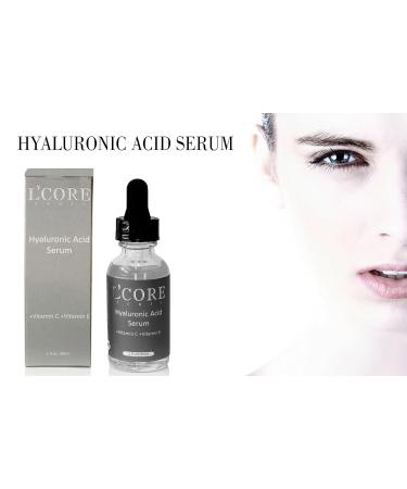 L Core Paris Hyaluronic Acid Serum with Vitamin C & E | Fast Absorbing Deep Hydration Acne & Wrinkle Relief | Tightens Skin | International Shipping Available - Buy Online on GoSupps.com