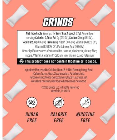 GRINDS Energy Pouches - Natural Caffeine Pouches - Contains B-Vitamins Sugar-Free & 0 Calories - 80mg of Caffeine in Each Pouch - Wintergreen Peach & Sour Apple - 3 Pack 15 Pouches Per Can 3 Pack Energy Sampler - Buy Online on GoSupps.com