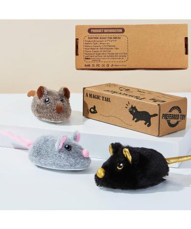 Vealind Interactive Electric Cat Toy - Feather Tail Play Mouse with USB (Black) | Engaging Fun for Cats - Buy Online on GoSupps.com