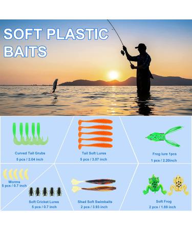 Fishing Lures Tackle Box - 92pcs Bass Fishing Kit for Saltwater and Freshwater - Includes Accessories and Gear for Bass, Trout, Salmon - Buy Online on GoSupps.com