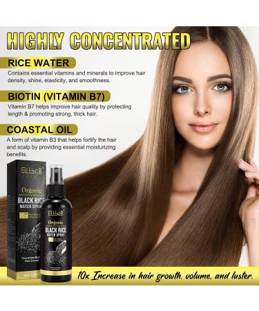 Black Rice Water Hair Growth Serum Spray - Natural Vegan Regrowth Treatment with Castor Oil & Ginger for Damaged Hair - Boost Thickness & Luster - Buy Online on GoSupps.com