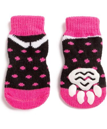 Harfkoko Pet Heroic Anti-Slip Knit Socks for Dogs & Cats | Rubber Reinforced Paw Protectors | Indoor Wear for Small, Medium & Large Pets | Dot Pink - Buy Online on GoSupps.com