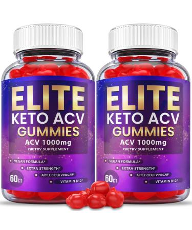 (2 Pack) Elite Keto ACV Gummies - Official Formula Vegan - Elite Keto Plus ACV Keto Elite Gummies with Apple Cider Vinegar Weight Shark Loss Tank Vitamin B12 B6 Beet Root Juice (120 Gummies)