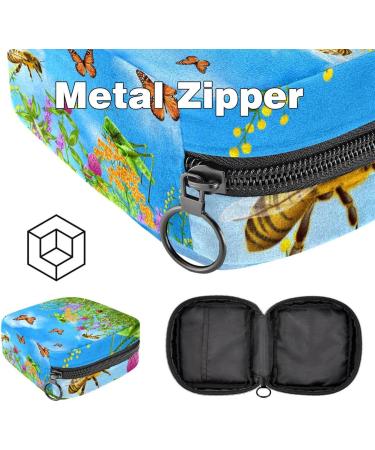 Stylish Menstruation Pad Bag with Zipper | Women's Tampon & Napkin Bag | Cute Insect & Butterfly Designs - Buy Online on GoSupps.com