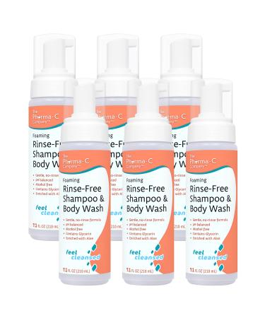 Pharma-C-Wipes Foaming Rinse Free Shampoo & Body Wash Case of 6 Bottles Best Value Hospital Tested Gentle No-Rinse Shampoo Formula Leaves Hair Fresh & Clean