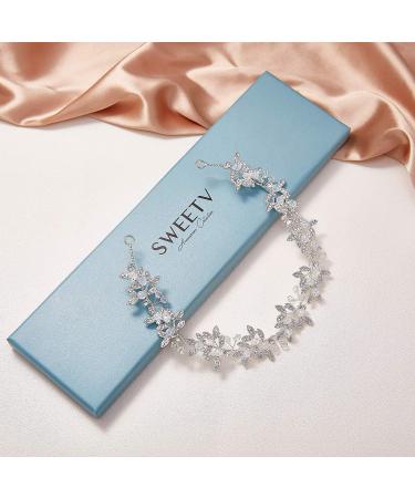SWEETV Silver Rhinestone Wedding Headband Tiara - Bridal Crystal Hair Accessories - Buy Online on GoSupps.com