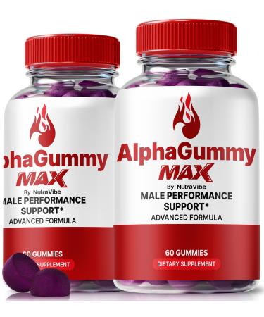 (2 Pack) Alpha Gummy Max for Men Premium AlphaGummyMax Formula with Ingredients to Help Support Daily Energy Drive & Active Performance | Great-Tasting Just 2 Easy-to-Chew Gummies (120 Gummies)