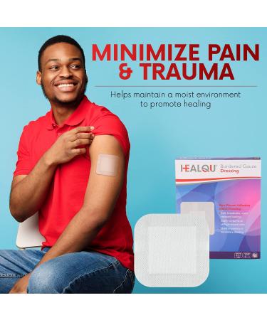 HEALQU Bordered Gauze Island Dressing - 30 Count | Sterile 4x4 Gauze Pads with Water-Resistant Backing | Soft and Breathable Wound Dressing - First Aid and Medical - Buy Online on GoSupps.com