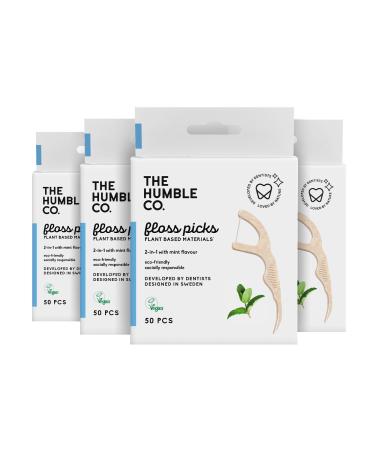 The Humble Co. Floss Picks (200 Count) – Sustainable, Plant Based and Eco-Friendly Natural Dental Floss Picks for Dental Hygiene, Oral Care, and Gum Health, Cruelty Free (Mint, Single Thread)
