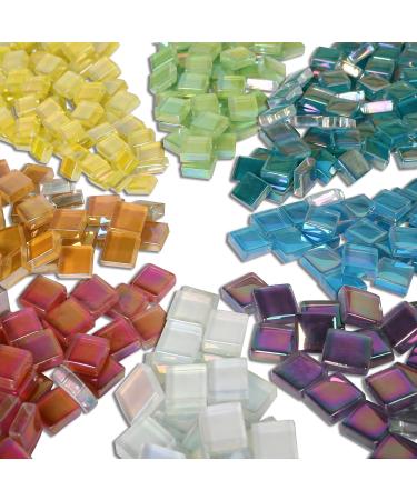 1.5lb Assorted Iridescent Crystal Mosaic Tiles Set for Crafts - 680g Glass Mosaic Pieces in Box - DIY Picture Frames, Handmade Jewelry, Art Decoration - Multi Colors Set - Buy Online on GoSupps.com