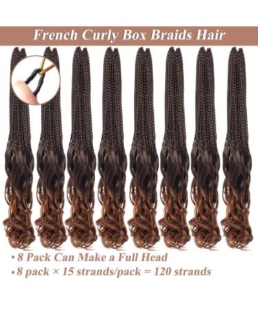 RuiYok French Curl Crochet Braids 14 Inch Ombre Brown Goddess Box Braids - Pack of 8 | T30 - Buy Online on GoSupps.com
