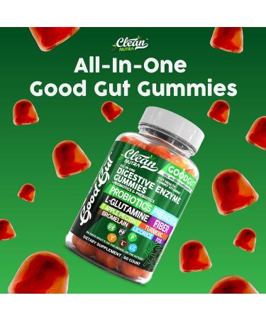 Clean Nutraceuticals Digestive Enzymes with Probiotics & Prebiotics for Digestive Health Gummies & L-Glutamine for Gut Health Bromelain Apple Pectin Inulin FOS Plant Based Vegan Gummy Vitamins 1 - Buy Online on GoSupps.com