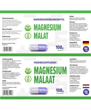 Magnesium Malate 2000mg per serving 180 Vegetable Capsules Tested by a Third Party Laboratory Gluten Free and GMO Free - Buy Online on GoSupps.com