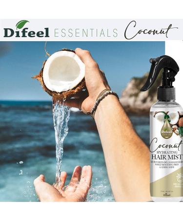 Difeel Essentials Hydrating Coconut Hair Mist 6 oz. - Nourishing Coconut Oil Spray - Buy Online on GoSupps.com