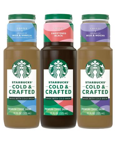 Starbucks Cold & Crafted Coffee, 3 Flavor Variety Pack, 11oz Bottles, (12 Pack)