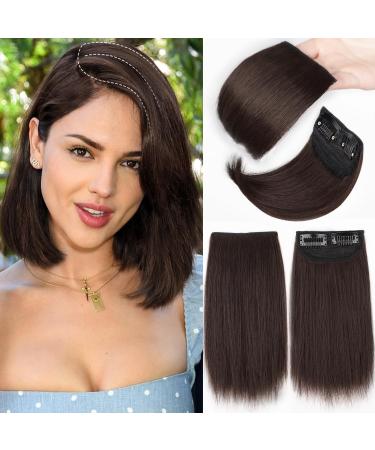 FORCUTEU Hair Toppers for Women 4PCS Short Thick Hairpieces Dark Brown Clip in Short Hair Extensions Adding Women Extra Hair Volume Hairpieces for Daily Use 4 Inch *2+8 Inch *2 Dark Brown