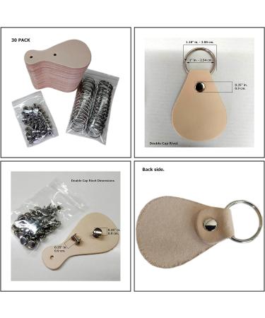 Upon Leather 30 Pack Key Fob Kits - Vegetable Tanned Tooling Leather | DIY Key Rings & Rivets | Easy to Tool, Carve, Engrave, Paint, Dye or Stamp - Buy Online on GoSupps.com