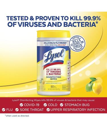 Lysol Disinfectant Wipes, Lemon & Lime Blossom, 80 Count - Pack of 3 | Multi-Surface Antibacterial Cleaning Wipes - Buy Online on GoSupps.com