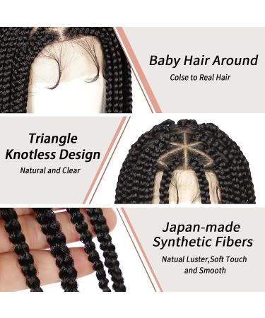 Lexqui 36'' Triangle Knotless Box Braided Full Lace Front Wig with Baby Hair - Synthetic Natural Looking Cornrow Braids Wig for Women (Black) - Buy Online on GoSupps.com