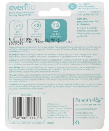 Evenflo Classic Bottle Nipples 12 Count Fast Flow - Buy Online on GoSupps.com
