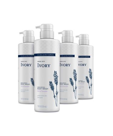 Ivory Sensitive Skin Moisturizing Body Wash Hint of Lavender 17.9 Fl Oz (Pack of 4) Lavender for Sensitive Skin 4 Pack