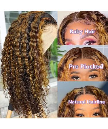 MISSJAY 24 Ombre Highlight HD Lace Front Wig | Honey Blonde Deep Wave Human Hair | 180% Density Curly Wig for Black Women - Buy Online on GoSupps.com