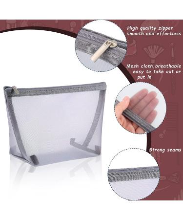 3-Piece Grey Mesh Cosmetic Bag Set | Zipper Pouches for Travel & Office - 3 Sizes - Buy Online on GoSupps.com