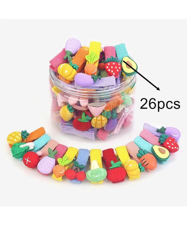 26 Mixed Colors Fabric Hair Needles & Fruit Veggie Hair Clips Kit for Girls & Teens - Hair Tie Organizer Box - Buy Online on GoSupps.com