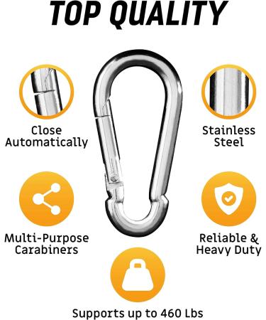 Carabiner Clip 5 Pack - Heavy Duty Snap Hooks for Keys - Small and Large Carabiner Hooks - Multipurpose Tool 3.2 Inch - Buy Online on GoSupps.com