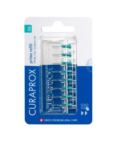 Curaprox interdental brushcs 06 prime refill 8 pieces 0.6 mm diameter 2.2 mm effectiveness turquoise refill pack without holder turquoise 8 pieces (1 Pack)