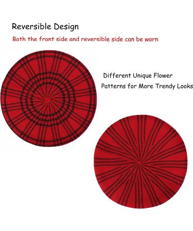 ZLYC Reversible Knitted French Beret Hat for Women - Checkered Red - Buy Online on GoSupps.com