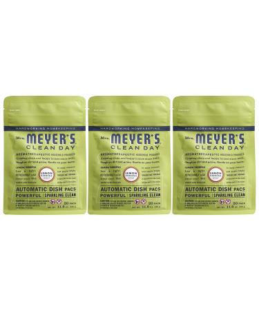 Mrs. Meyer's Automatic Dishwasher Pods, Lemon Verbena Scent, 20 Count - Pack of 3 (60 Total Pods)
