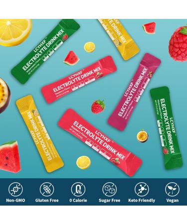 Electrolytes Powder Packets | Sugar Free, 0 Calorie Rapid Hydration Packets | Keto Friendly, Vegan, Non-GMO | Lemon Lime, Passion Fruit, Raspberry, Watermelon -20 Sticks Variety Pack 0.21 Ounce (Pack of 20) - Buy Online on GoSupps.com