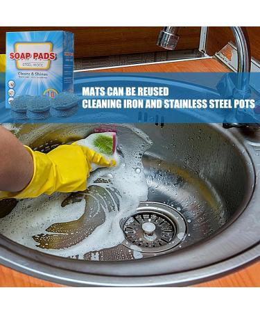 Shakven Steel Wool Soap Scrubbing Pads - Kitchen Pre-Soaped Scrubber Pad Grease Cleaning Brush Steel Wool Soap Pads Brush for Dishes Pots Pans - Buy Online on GoSupps.com