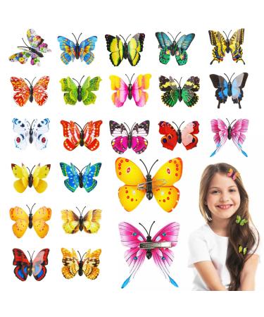 VGOODALL 25Pcs Butterfly Hair Clips and 25Pcs Butterfly Pins  Colorful 3D Plastic Butterfly Brooch Hair Styling Aesthetic Accessories for Girls DIY Crafts Home Decor Party Favor Ornaments