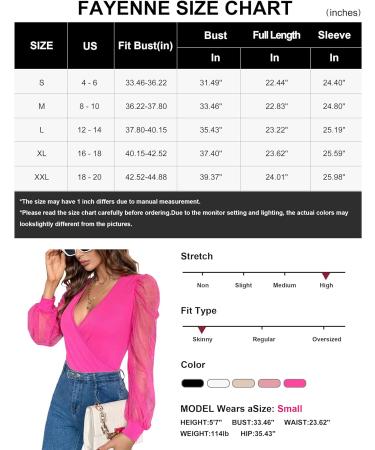 Fayenne Womens Tops Deep V Neck Cross Wrap Sexy Tops Polka Dot Mesh Long Sleeve T Shirt Casual Blouses M Hot Pink - Buy Online on GoSupps.com