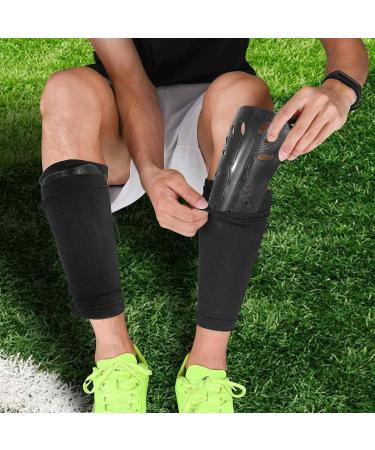 Luwint Kids Shin Guards - Soccer Shin Pads with Pocket Sleeves & Compression Cushioned Brace for Boys Girls Youth & Teens - Black M - Buy Online on GoSupps.com