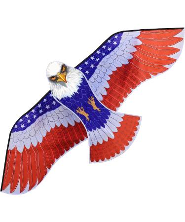 Patriotic Eagle Kite for Adults & Kids | Easy-to-Fly Beach & Outdoor Activities | 73-200ft Wingspan | Includes Swivel Line & Polyester Bag - Buy Online on GoSupps.com