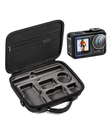 IEAGO RC Osmo Action 4 Bag PU leather carrier bag travel bag Storage bag with display protection 2+2+2 pieces Protective film for DJI OSMO Action 4 Accessories