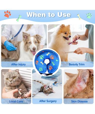 ANWA Inflatable Pet Recovery Collar - Adjustable Dog & Cat Cone for Surgery - Blue, Medium - Buy Online on GoSupps.com