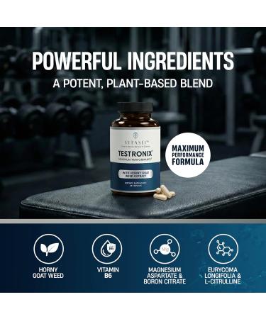 VITASEI Testronix Performance Supplement for Men - Energy and Muscle Supplements for Mens Health - 60 Capsules (Pack of 2) 60 Count (Pack of 2) - Buy Online on GoSupps.com