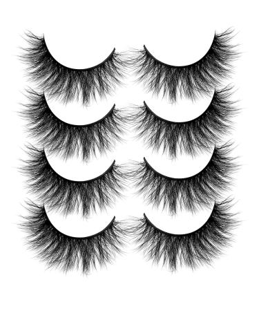 ALICROWN Faux Mink Lashes Pack 3D Volume Natural Fluffy Wispies Cross False Eyelashes C- Faux Mink