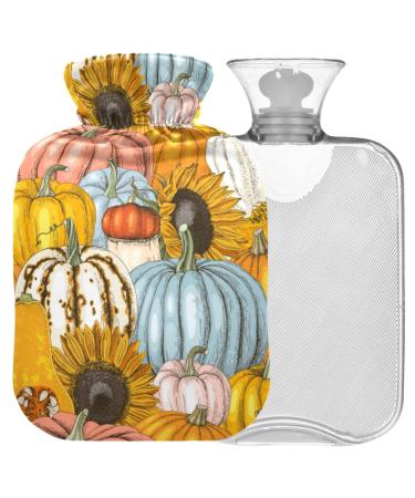 Naanle Thanksgiving Pumpkin Sonnen Flowers Heat bottle Mit Transparent Warm Water Flap Heading Poet For Bed Hand Foots Warmer Pain Relief Heat and Cold Therapy Small 1l