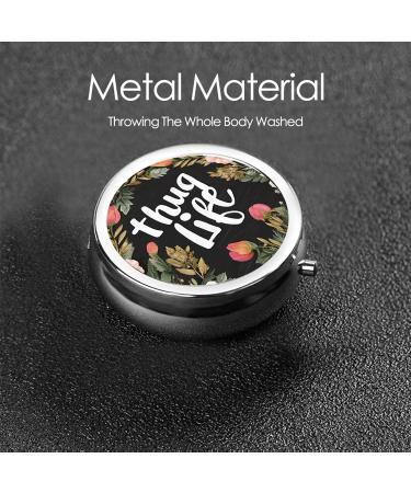 Thug Life Flowers Mini Round Pill Box | 3 Compartment Travel Organizer | Portable Medicine Case for Home & Office - Buy Online on GoSupps.com