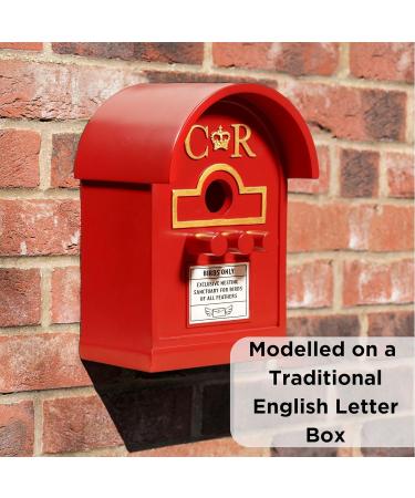 Wrenbury Post Box Birdhouse - Traditional Letterbox Design for Small Birds | Weather Resistant UV Resin | Ideal for Robins, Wrens, Finches, Blue Tits, and Sparrows - Buy Online on GoSupps.com