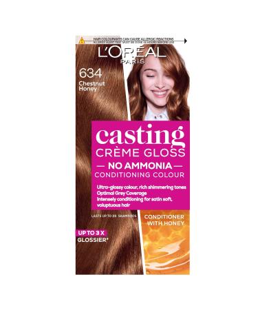 L'Oreal Paris Casting Creme Gloss semi-permanent hair dye Blends away grey hair leaving a radiant hair colour Brown hair dye 634 Chestnut Honey Brown 1 Count (Pack of 1) 634 Chestnut Honey Brown 1 Count (Pack of 1)